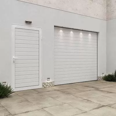 Подъемные ворота с дверью для гаража серии Trend